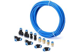 AIRTOON Air Hose Pipe Tube Kit 6mm OD with 1/4” Push to Connect Air Fittings (13 PCS)，Pneumatic Air Line Connector