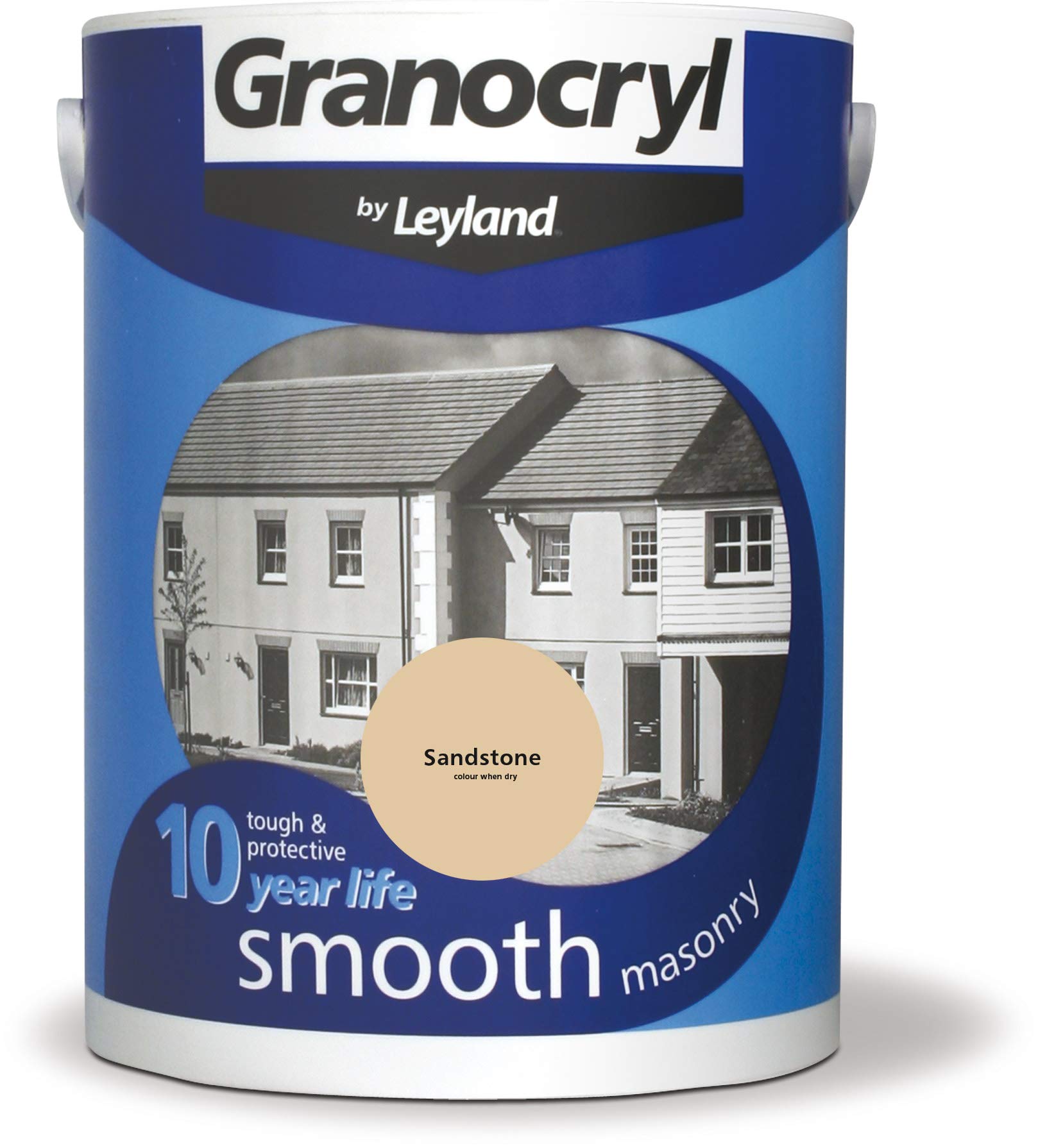 Leyland Granocryl Smooth Masonry Paint - All Weather Protection - Durable Covering Power - Mould Resistant - Sandstone - 5L
