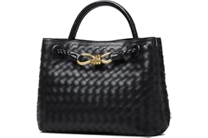 URAWOW Woven Bags for Women Bowknot Tote Hobo Shoulder Crossbody Bags PU Leather Handwoven Woven Purse