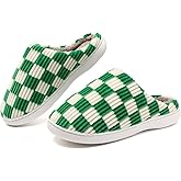 Yueerlu House Slippers for Woman Men, Fuzzy Checkered Mens Womens Slippers Warm Memory Foam House Shoes Indoor Outdoor with Faux Fur Lining