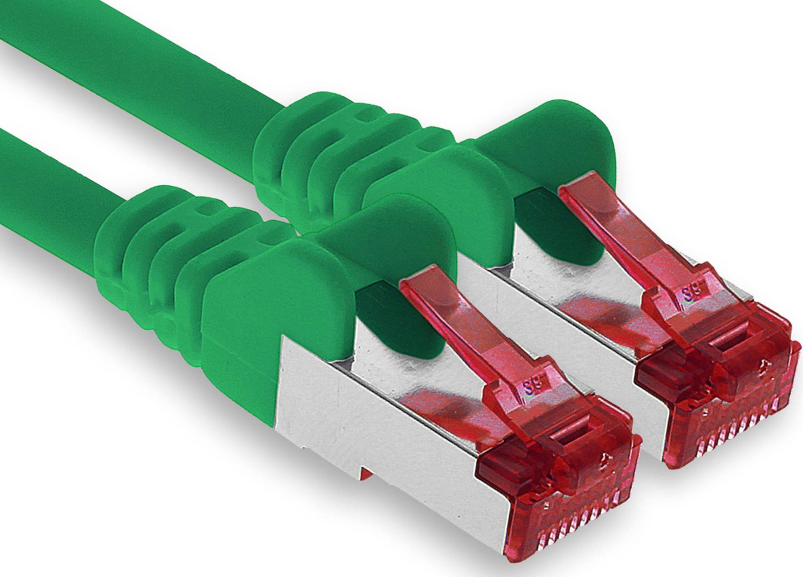 1aTTack.de - 1x 50m CAT6 patch cable S/FTP PIMF shielding CAT.6 RJ45 network cable Ethernet cable DSL LAN router switch modem patch panel - green - 1 piece