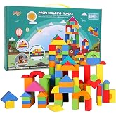 94PCS Foam Building Blocks for Toddlers 18M+, 7 Colors, Multi-Shape Set | Featuring Tangram-Style Shapes for Creative Building, Floats on Water for More Play Fun, Lightweight for Easy Carrying
