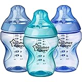 Tommee Tippee Closer to Nature Baby Bottle, Anti-Colic, BPA-Free - Boy, Blue/Green/Purple, Slow Flow, 9 Ounce, 3 Count