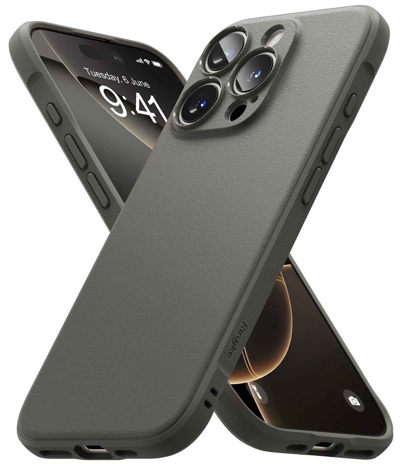 Ringke Onyx for iPhone 16 Pro Case [Anti-Fingerprint Texture] Slim Lightweight Protective Cover with Full Coverage Camera Protection & Non-Slip Side Grip - Gray