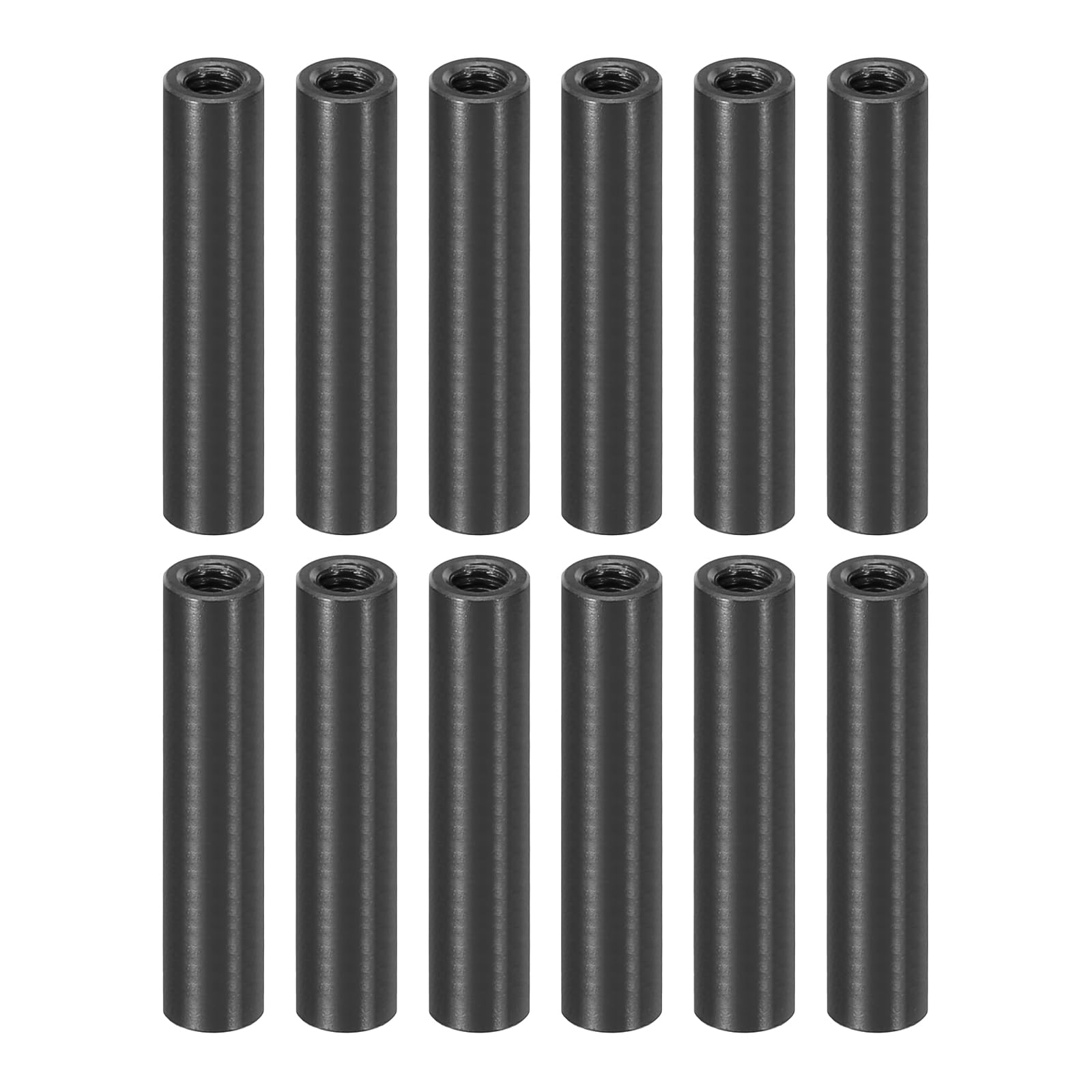 PATIKIL 12pcs M3 Metal Threaded Standoff Spacer Nuts, Round Aluminum Spacers Female Coupling Screws, 1/8" ID x 3/16" OD, Black, (26mm L) — image 1