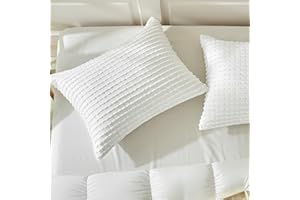 WARMDERN White Pillow Covers Queen Standard Pillow Cases Soft Microfiber Pillow Cases Set of 2 Boho Textured Pillowcase with Envelope Closure(White, Queen/Standard 20x26 Inches)