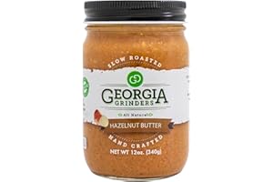 Georgia Grinders Hazelnut Creamy Gourmet Nut Butter Spread, Whole30 Approved, Non-GMO, Gluten Free, No Palm Oil, No Added Sugar, Paleo and Vegan Friendly, 12 Ounce (1 Pack)