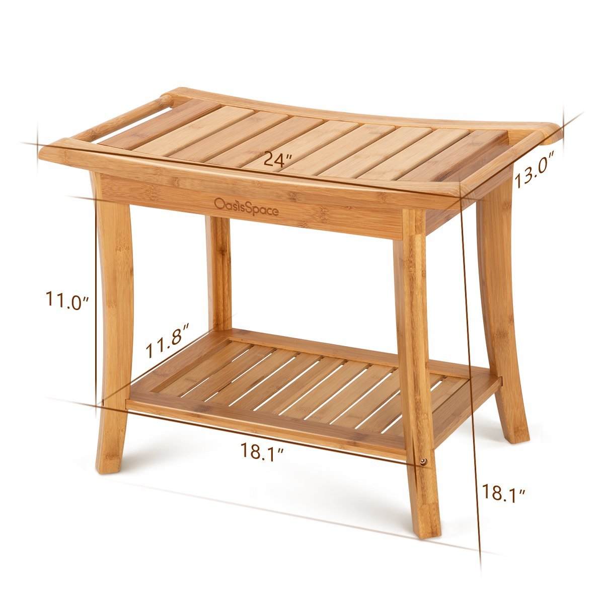 OasisSpace Bamboo Shower Bench, 24