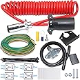 CARROFIX 7 to 6 Pin Trailer Wiring Adapter Kit - RV Towing Converter 8FT Coiled Cord Cable Harness for Ford/Chevy Ram Trucks & Fifth Wheel Trailers