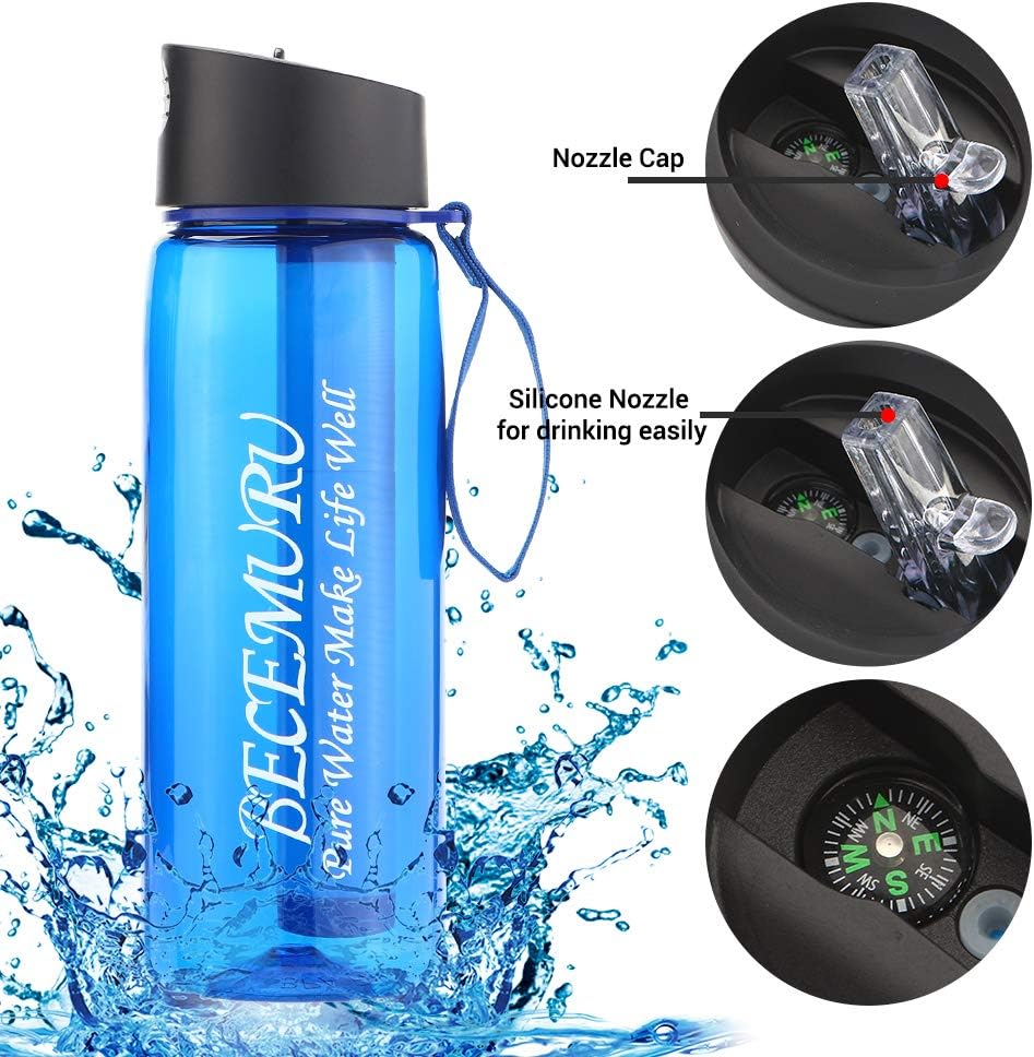 Water Purification Bottle with Integrated 1000liter Filter Personal