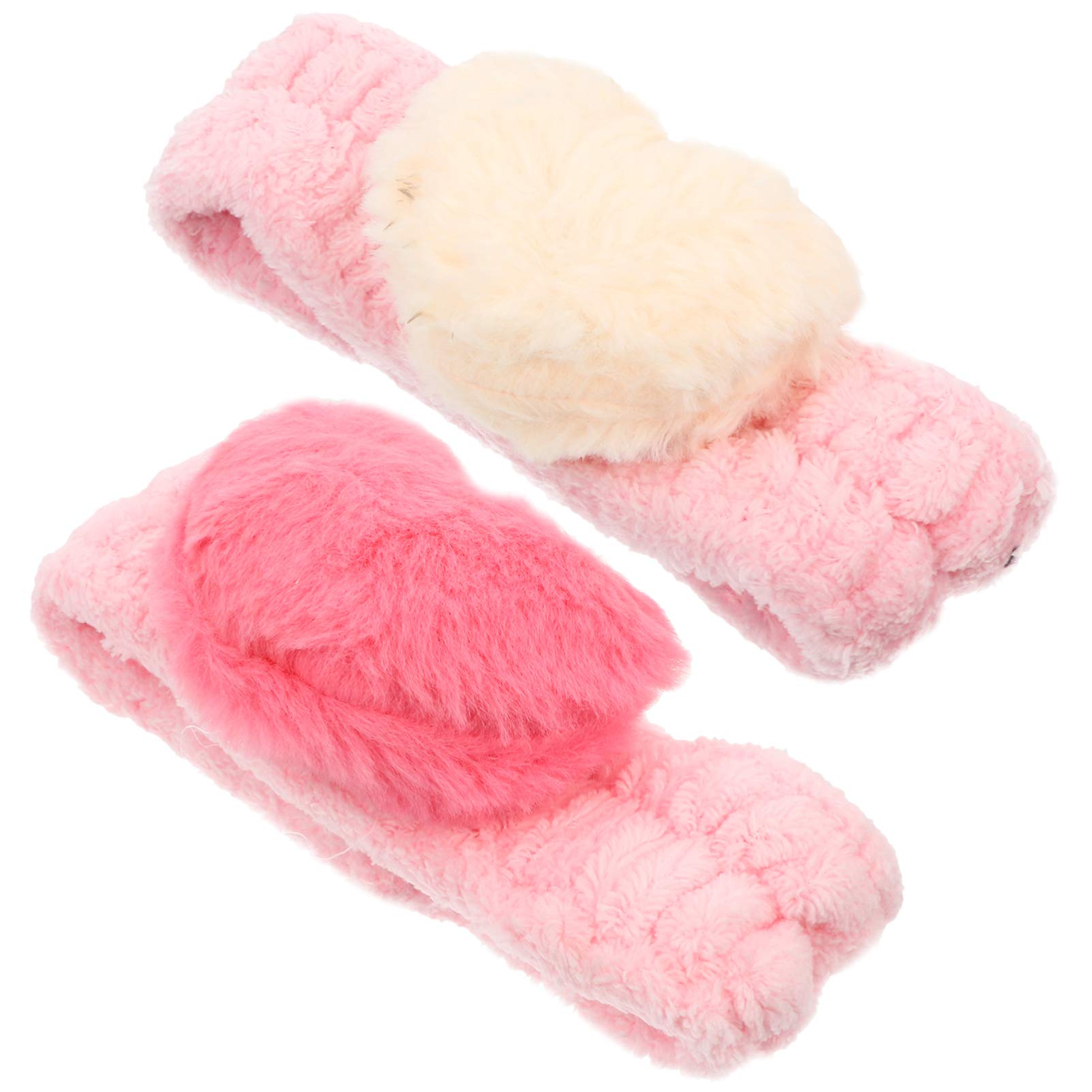 Coral Fleece Headband, Headband Facial Makeup Face Wash Shower Hairband for Women,2pcs(White,Pink)