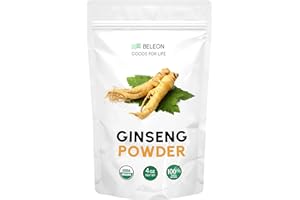 Beleon Goods For Life Organic Ginseng Root Powder 4oz - Herbal Supplement Panax Ginseng, Active Ginsenosides, Rich in Antioxidants