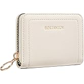 BOSTANTEN Credit Card Holder RFID Small Wallets Woman Zipper Card Wallet | Slim, Compact, Front Pocket, Accordion, Vegan Leather, Thin for Daily Use, Travel, Gifts for Women, Beige