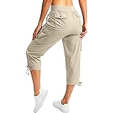 Soothfeel Women's Cargo Capris Pants with 6 Pockets Lightweight Quick Dry Travel Hiking Summer Pants for Women Casual