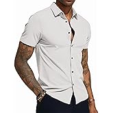 PJ PAUL JONES Mens Button Down Short Sleeve Shirt Wrinkle Free Dress Shirts for Men Casual Summer Beach Vacation Shirts
