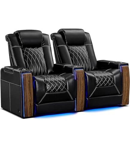 Valencia Oslo Single Home Theater Seat - Top Grain Italian Nappa Leather, Power Recliner & Headrest, LED Lights (Black) - View #8