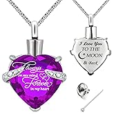 YOUFENG Birthstones Heart Cremation Pendant Urn Necklaces for Ashes Urns for Human Ashes Memorial Locket Keepsake Ashes Jewelry with Fill Kit