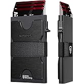 Mens Card Cases, Slim Card Holder Wallet for Men and Women, Minimalist RFID Blocking Wallet with Pop-Up Function, Thin Design, Metal Card Cases Holds 6+6 Cards, Gifts for Men, Men's Accessories