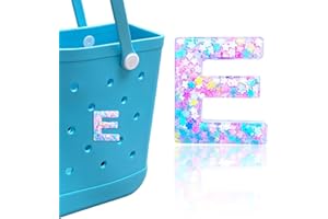 HLUWA Letter Charms for Bogg Bag, Alphabet Pink Star Sequin Lettering Accessories Charms for Bogg and Simply Southern Bag, Insert Decorative Letters Charm for Handbag Beach Tote Bag.