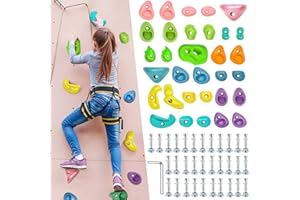 32Pcs Rock Climbing Holds with Mounting Hardware Multi Size Rock Wall Grips Rock Wall Climbing Play Set