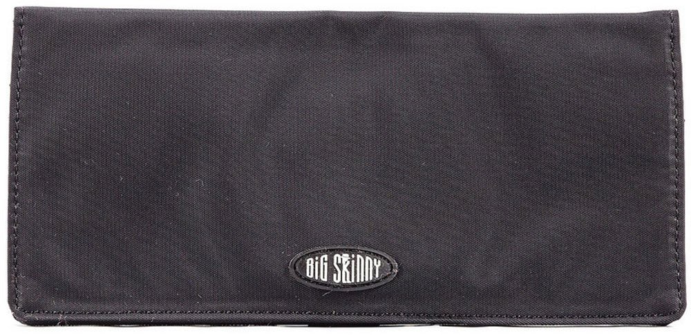 Big Skinny Women's Leather Executive Bi-Fold Checkbook Slim Wallet Space for up to 40 Cards Lightweight Black