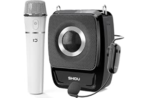 SHIDU 35W Voice Amplifier with Wireless Microphone (Handheld & Headset),Bluetooth Portable Megaphone for Teachers, Tour Guides, Public Speaking,5200mAh, DSP Sound Chip,Classroom, Outdoor, Meetings
