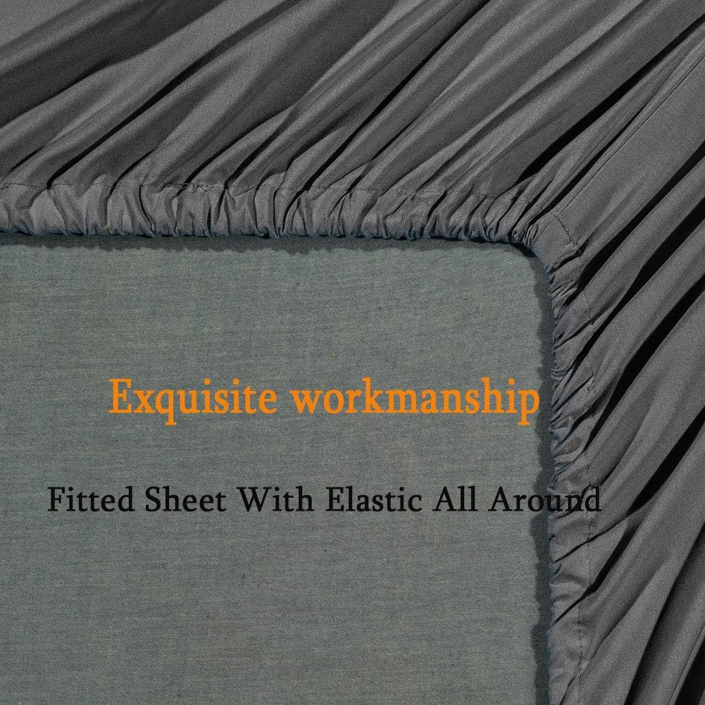 SONORO KATE Bed Sheet Set Super Soft Microfiber 1800 Thread Count Luxury Egyptian Sheets Fit 18-24 Inch Deep Pocket Mattress Wrinkle and Hypoallergenic-6 Piece (Dark Grey, King): Kitchen & Dining