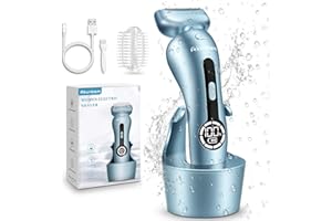 AKUNBEM Electric Razors for Women for Legs Bikini Trimmer Electric Shaver for Women Underarm Public Hairs Rechargeable Womens Shaver Wet Dry Use Painless Cordless with Detachable Head (Blue)