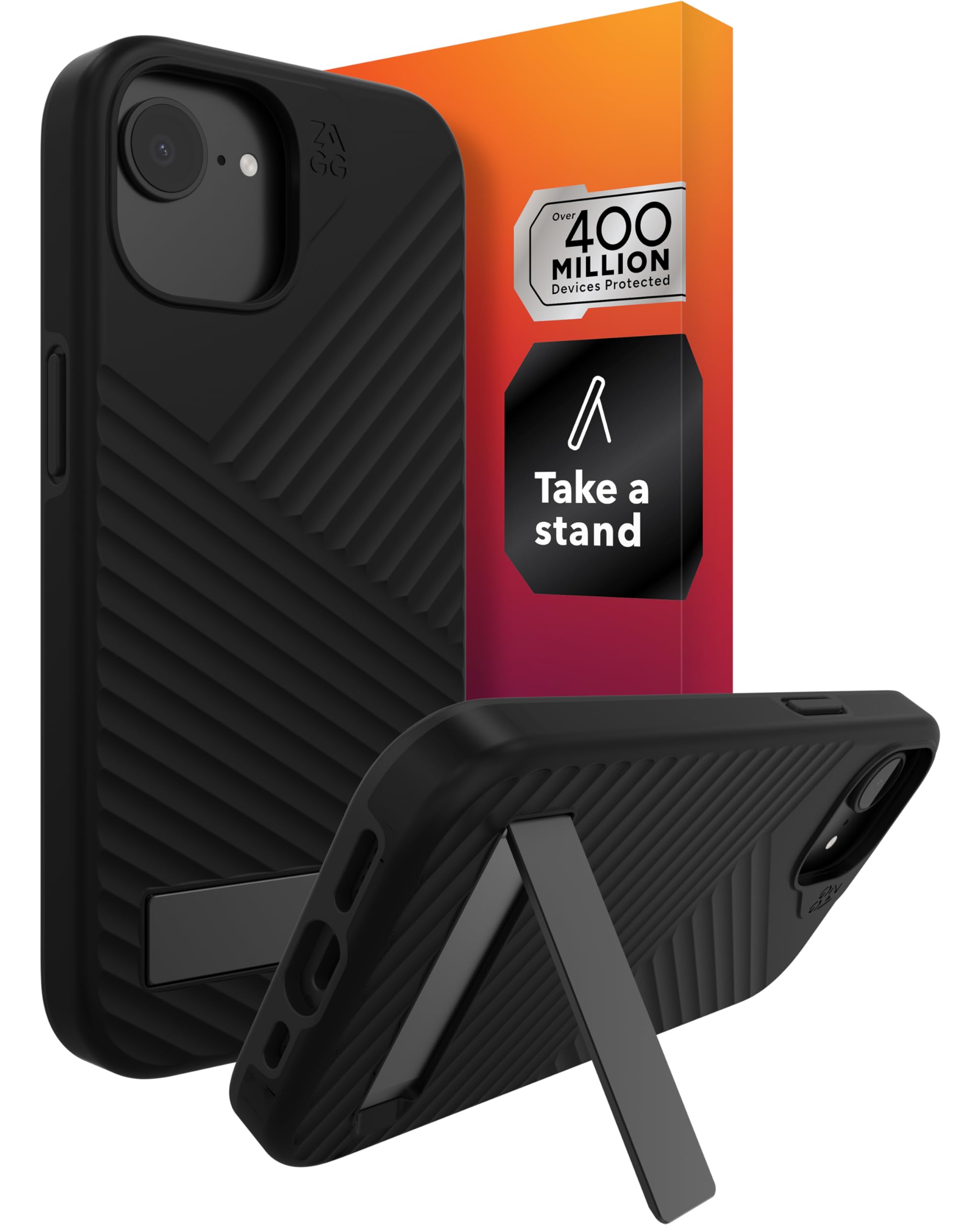 ZAGG Denali Snap Case with Kickstand for iPhone 17e/ 16e/ 15/14/ 13-16ft Drop Protection, Magnetic, Graphene-Infused, Wireless Charging Compatible, Rugged Dual-Layer Design, Black