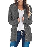 MEROKEETY Women's 2025 Fall Long Sleeve Cable Knit Sweater Open Front Cardigan Button Loose Outerwear
