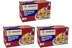 NOS Gourmet Kitchn Jimmy Dean Meat Lovers Breakfast Bowls - 3 Boxes (8 Bowls Each, 24 Bowls Total) - Potatoes, Sausage, Eggs, Cheddar Cheese and Bacon - Frozen Meal