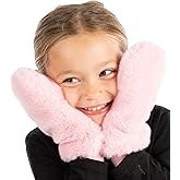 Funky Junque Kids Convertible Faux Fur Mittens – Girls Mittens Ages 3–9, Warm Sherpa Winter Fuzzy Mitten with Finger Flap