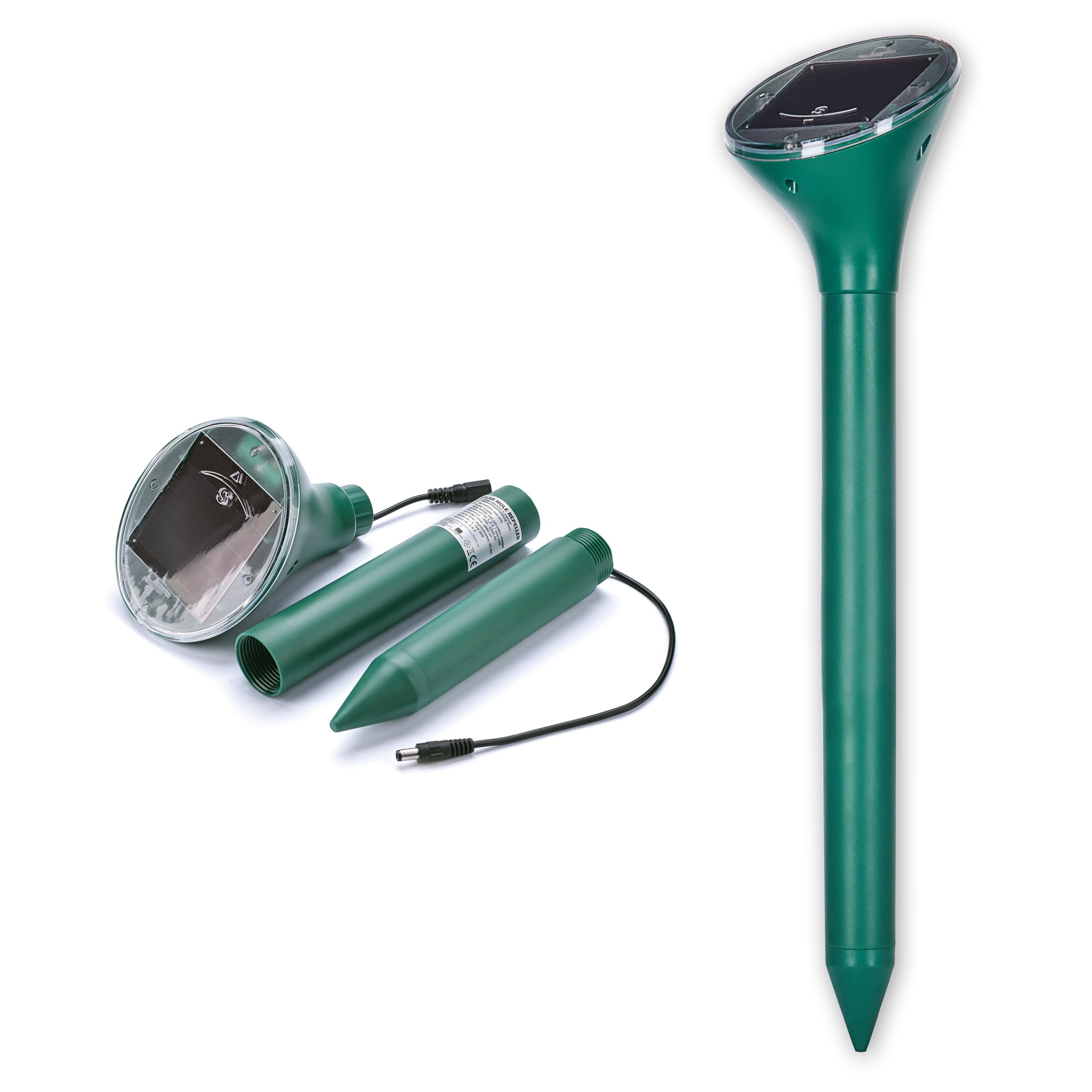 SWISSINNO Solar Mole & Vole Repellent, Up to 650 m² Coverage, Ultrasonic and Vibration Rodent Deterrent, Solar Powered, Weatherproof for Garden and Lawn, 1 Piece