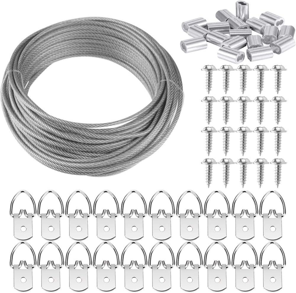 TooTaci Picture Hanger Hooks with Screws for Office Family Photo Picture Painting Hanging Assorted Types and Stainless Steel Picture Hanging Wire Picture Cord