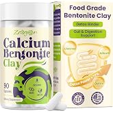 Zalgon Calcium Bentonite Clay Detox Capsules | Detox Binder for Colon Cleanse &amp; Gut Health | Food Grade Clay 1600mg Binds Mold, Heavy Metals | Detox Cleanse for Women &amp; Men, Clean Label - 90 Capsules