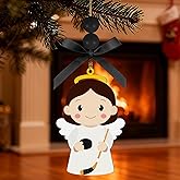Hockey Angel Easter Ornaments Wooden Hanging Angel Ornament Sport Ball Xmas Tree Decorations for Home Crafts Hockey Lovers Sport Players Fans Family Holiday Party Supplies