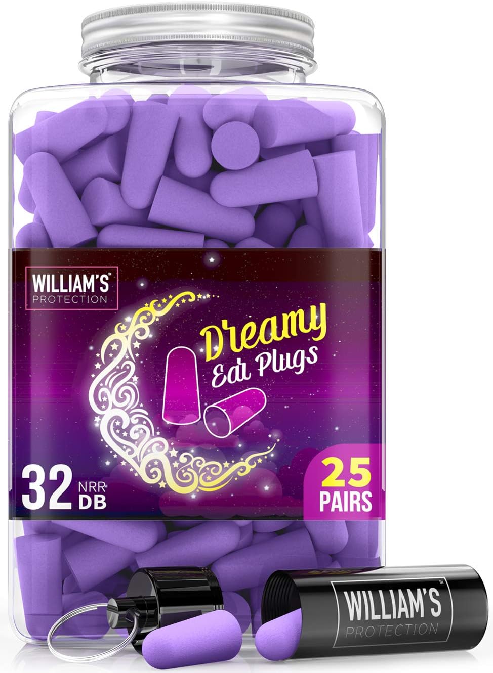 Soft Foam Ear Plugs - 25 Pairs Noise Cancelling Earplugs 32dB NRR - For Noise Reduction & Hearing Protection with Aluminum Carry Case - Perfect for Sleeping, Travel, Concerts, Shooting, Study and Work: Health & Personal Care