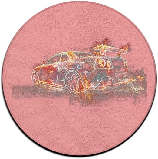 Amazon Com 23 6 Round Area Rug Anti Skid Fire Racing Car Floor