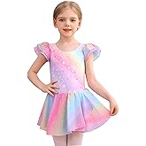 MdnMd Ballet Leotards for Girls Toddler Dance Ballet Leotard with Skirt Ballerina Dresses Tutu Outfits Flutter Sleeve