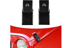 JeCar Steel Hood Latches Compatible with Jeep Wrangler 2007-2023 JK JKU JL JLU Gladiator JT Rubicon Sahara X Off Road Sport Exterior Accessories (Black 1 Pair)