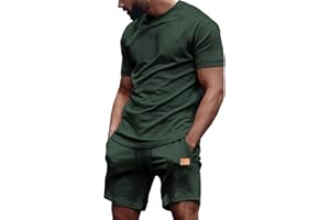 Dokotoo Men Mens Short Sets 2 Piece Outfits Summer Casual T Shirts and Shorts Tracksuit Sets with Pockets
