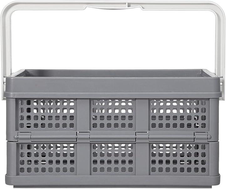 Hema caja plegable de plástico con asa, 28 L, gris, 45 x 33 x 6,5: Amazon.es: Hogar
