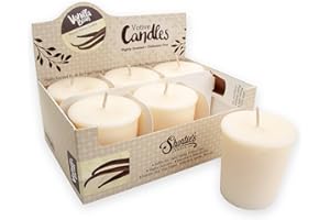 SHORTIE'S CANDLE COMPANY Vanilla Bean Soy Votive Candles - Scented with Natural Fragrance Oils - 6 Beige Natural Votive Candle Refills - Bakery & Food Collection
