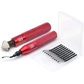 AFA Tooling Deburring Tool &amp; Countersink Hand Reamer, Red CNC Handle | 11 HSS blades with 360-degree rotation &amp; Countersink Hand Reamer make chamfers for 3D printing, metal, PVC, copper