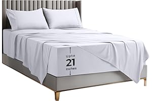 Utopia Bedding Deep Pocket King Sheet Set – Fits Mattresses Up to 21 inches – Cooling, Soft & Breathable – Oeko-TEX 4 Piece Bed Sheets (White)