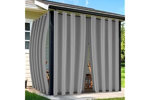 Arfntevss Outdoor Curtains for Patio Waterproof 2 Panels Blackout Curtains 84 inch Long with Zipper Top & Bottom Grommet Sun Blocking Outdoor Privacy Drape for Gazebo Porch Pergola (54x84, Grey)