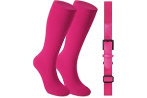 WERFORU Baseball Socks and Non-Metal Nickel-Free Belt-Adjustable Belt with Non-allergic Plastic Buckle Softball Socks for kid