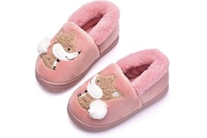 Ainikas Toddler Boys Girls Slippers Fluffy Little Kids House Slippers Warm Fur Cute Animal Home Slipper