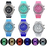 Weicam 6 Pack Women Men LED Luminous Colorful Lights Watches Unisex Jelly Analog Quartz Wrist Watches Wholesales Assort Set Bracelet
