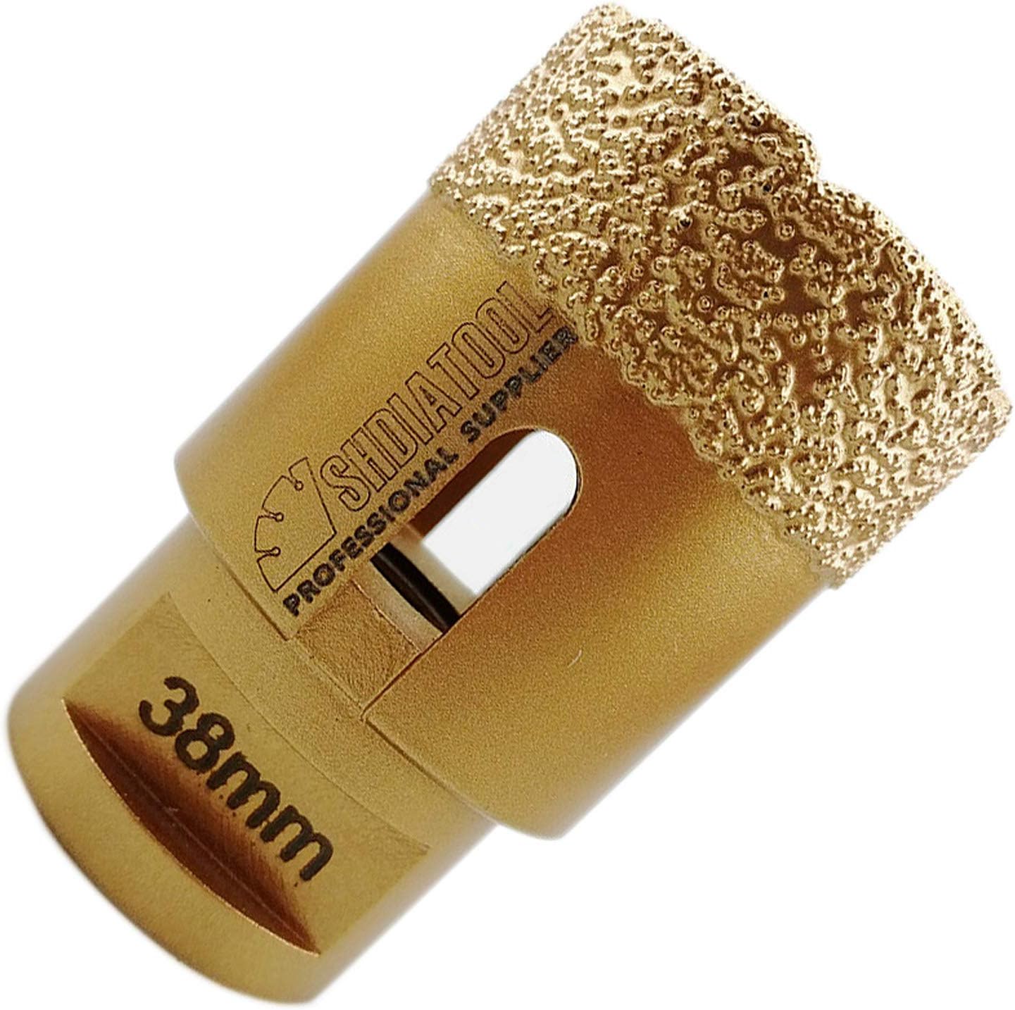 SHDIATOOL Diamond Drill Core Bit Diameter 38mm for Porcelain Tile Granite Marble Dry Drilling, Golden